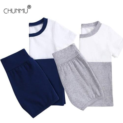 Childrens Home Wear Baby Suit Kids Clothes Boys Girls Summer Pajamas Cotton Tops Pants Set for Air Conditioner