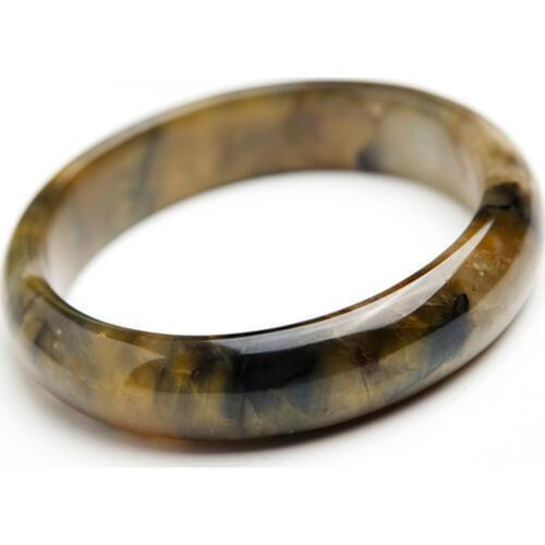 Genuine Natural Gems Stone Yellow Pietersite Charm Round Womens Bangle Inner Diameter 59mm Free Shipping Just One