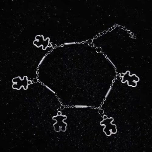 Stainless Steel Titanium Steel Bear Hollow Bracelet Never Fade Jewelry Cute Animal Charm Bracelet Gifts for Women Wholesale