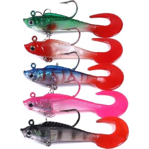 5PCS/Bag Soft Fishing Lures Silicone Baits7cm 9g Jigging Wobblers Treble Hooks Swimbait For Winter Fishing Tackle 2021