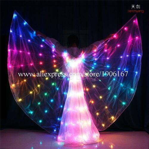 Programmable LED Luminous Props Fullcolor LED Light Up ISIS Wings Party Dancer Singer Stage Wears Illuminated Cloak Dresses