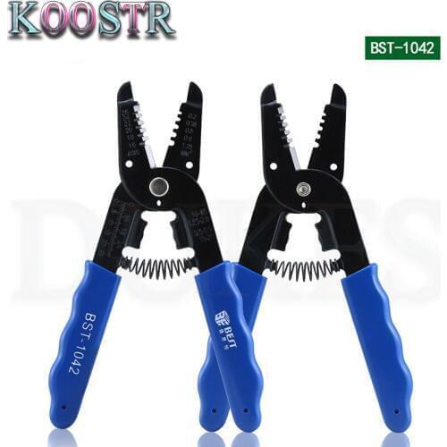 BST-1042 Portable Wire Stripper Pliers Crimper Cable Stripping Crimping Cutter Hand Tool with Manganese Steel for Electrical