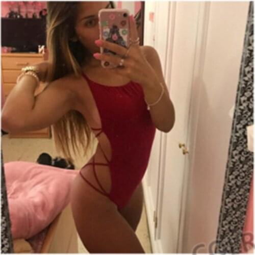 Sexy Ladies Top Summer Sleeveless O-Neck Solid Color Slim Fit Hollow Out Backless Cross Straps Bodysuits Leotard Jumpsuit