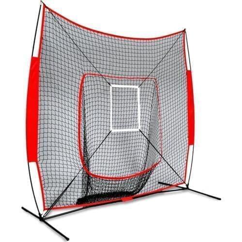 7x7 ft Softball Baseball Practice Net With Frame Hitting Pitching Batting Catching Backstop Equipment Training Aids Strike Zone