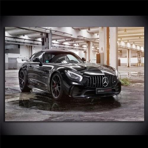 Modern Black Car Mercedess AMG GT R Supercar Posters and Prints Wall Art Canvas Painting Living Room Decoration Unframed Cusdros