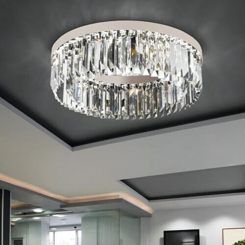 Postmodern light luxury stainless steel crystal ceiling lamp model room living room dining room villa lamp