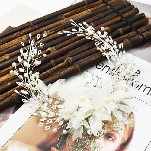 Baroque Crown Hairband Yarn Flower Tiaras Bride Wedding Engagement Hair Accessories Flowers Pearl Headdress Headbands