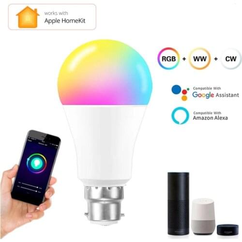 WiFi Smart Light Bulb Tuya Wifi Bulb RGB 9W Color Changing LED Light E27 E26 B22 100V 265V APP Compatible Alexa Google Home