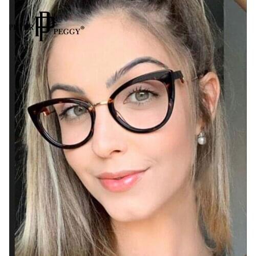 Vintgae Cat Eye Round Glasses Metal Frame Women Transparent Optical Bule Light Glasses Hinge Spectacles Frame Retro Eyewear