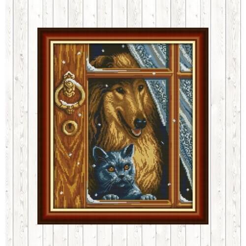 Inside The Window Chinese Cross Stitch Kits Printed 11CT 14CT Cotton Thread Painting DIY Needlework Embroidery Kits Home Decor