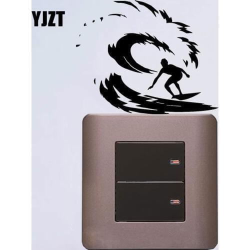 YJZT Surfing Surfer Surfboard Surf Beach Removable Vinyl Bedroom Wall Sticker Light Switch Decal 8SS2303