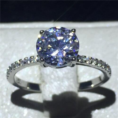 Solitaire Jewelry 100% Soild 925 Sterling Silver ring 1ct Sona zircon Stone Engagement Wedding Band Ring for women Birthday Gift