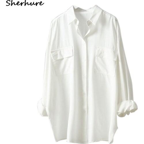 2020 Autumn Cotton White Blouse Korean Long Sleeve Womens And Blouses Vintage Women Shirts Blusas Roupa Feminina Tops