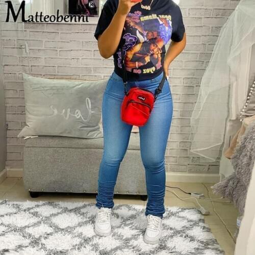 2021 Autumn New Women Blue Bell Bottom Jeans Casual Solid Mid Waist Skinny Stacked Jeans Women Fashion Slim Street Denim Pants