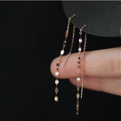 925 Sterling Silver O Word Chain Tassel Stud Earrings Women 14k Gold Plating Earrings Summer Beach Party Jewelry