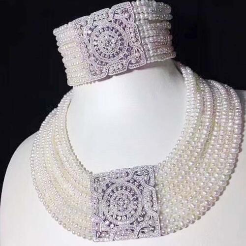 1rows freshwater pearl round 3-5mm necklace bracelet 16-23nch FPPJ wholesale beads nature colors pendant