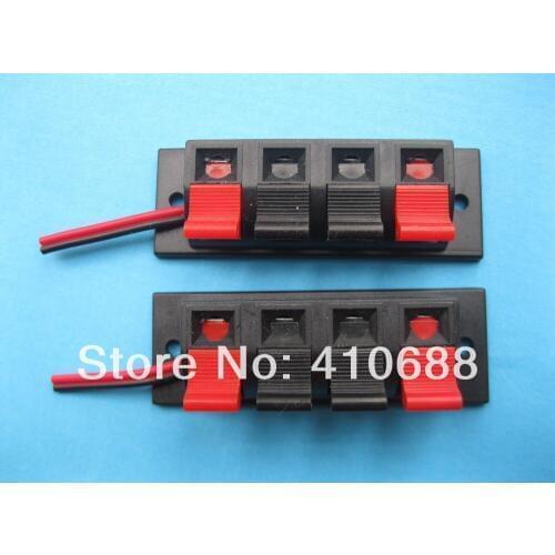 10 pcs 4 Pin Speaker Terminal Board Connector Spring Loaded With Soldered Wire