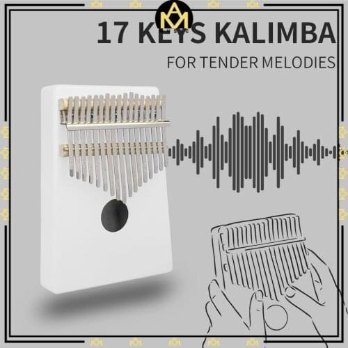 17 Keys Kalimba Thumb Piano Wood Solid Wood Body Musical Instrument For Beginner Use K06-White