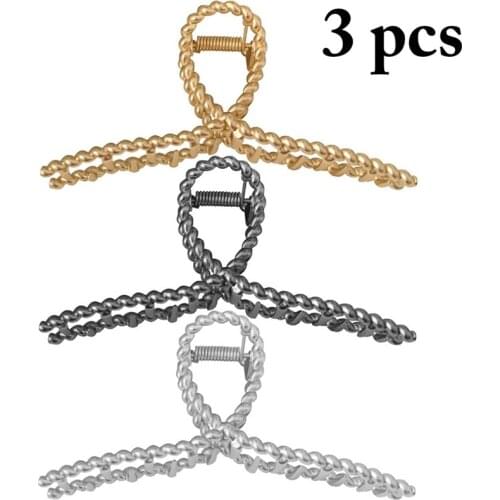 3PCS Women Metal Hair Claw Clip Cross Design Metal Hair Jaw Clip Lager Hair Catch Clip Hairpin Hair Crab Hair Accessories