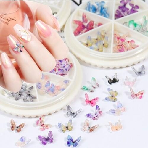 30 PCS/Wheel 3D Colorful Butterfly Nail Glitter Pixie Ornaments AB Nail Art Decoration Accessories DIY Charms Manicure