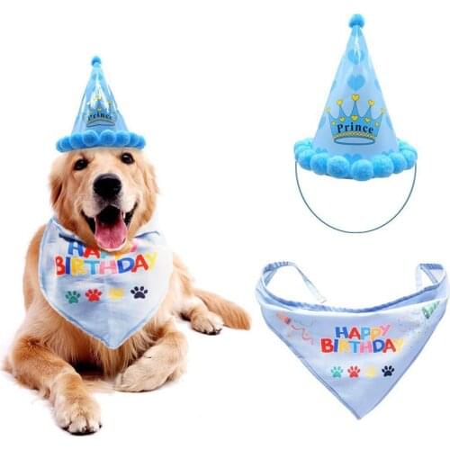 Birthday Dog Accessories Pet Cat Supplies Dog Bibs Scarf + Pet Cap Hair Accessories for Dogs Bandana Products for Dogs Cat York