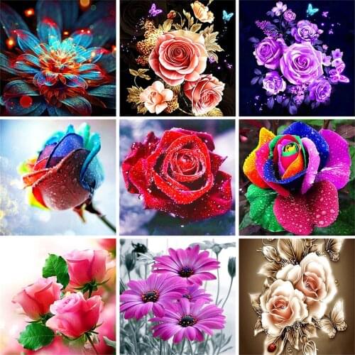 5D DIY Diamond Painting Flower Rhinestone Cross Stitch Kit Full Square/Round Diamond Embroidery Mosaic Picture Decoration Gift