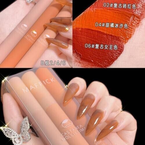 3PCS/SET strawberry lip gloss by Maffick orange brown red cream long lasting waterproof new year gift matte lip tint AC315