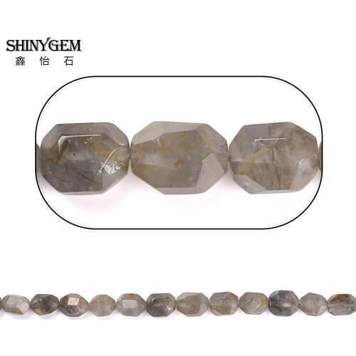 ShinyGem 12*16mm Faceted Irregular Cloud Crystal Bead Grey Natural Stone Beads For Handmade Jewelry Making Gem Stone Accessories