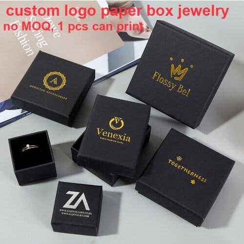 Vintage Black Kraft Paper Box Jewelry Packaging Gift Bag Ring Necklace Earrings Bracelets Storage Boxes Long