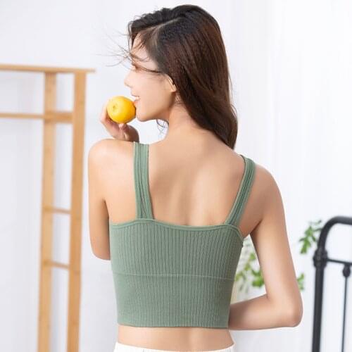 Crop top Sexy Seamless Bra Woven Wrapped Top Underwear Push UP Bralette V-Tie Tops Pad Wireless Bh Sports Bra