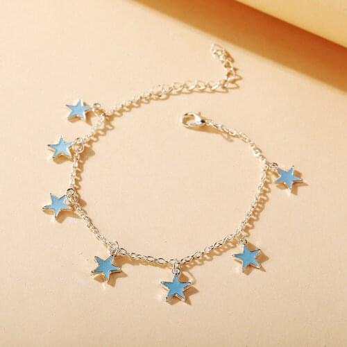 Designer Charm Bracelets for Women Alloy Silver Color Five-pointed Star Pendant Bracelet Jewelry Wholesale Pulseras