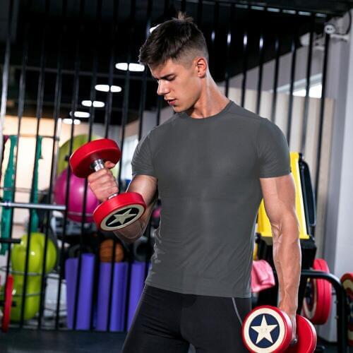 Qiuck Dry Fit Running Shirt Men Short Sleeve Sport T Shirt Gym Sport Suit Gym Fitness Jerseys Crossfit Yoga Tee Shirt Homme