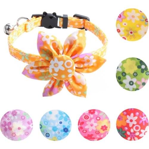Flower Bow Tie Dog Collar,Cute Round Flower Bow Tie Small Dog Collar Puppy Collar and Cat Collar,Adjustable Breakaway Dog Collar