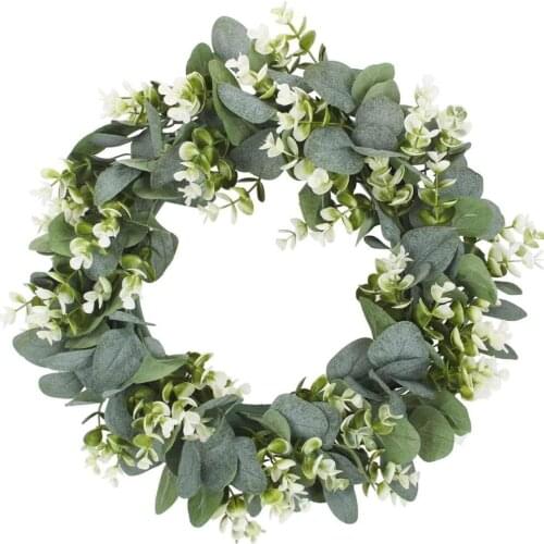 Artificial Plants Plastic Simulated Eucalyptus Wreath Background Wall Window Door Hanging Home Decor Wedding Party Supplies Gift