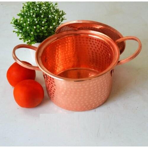 1 PC Pure Copper Pot Stew Steam Lid Soup Thick Deep Casserole Handmade with Handle