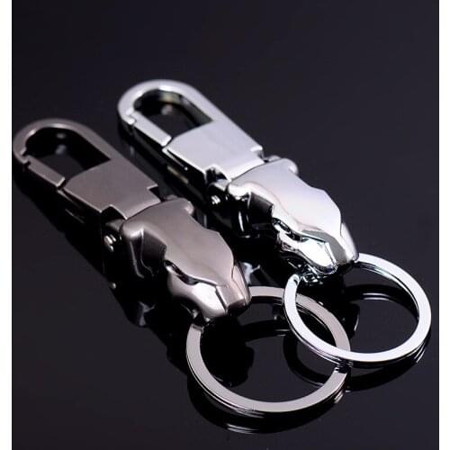 Classic Zinc Alloy Silver Black Cool Leopard Head Keychain Men Fashion Wrench Key Chain Creative Keyfob Tools