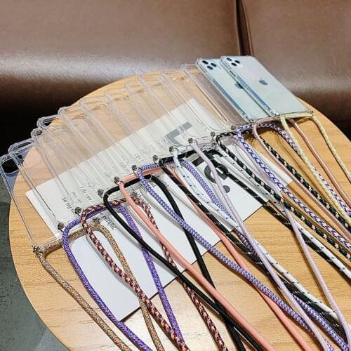 Crossbody Necklace Phone Case For Samsung S21Ultra S21Plus S21 Note20U S20FE S10 5G S9Plus Strap Lanyard Transparent Cases