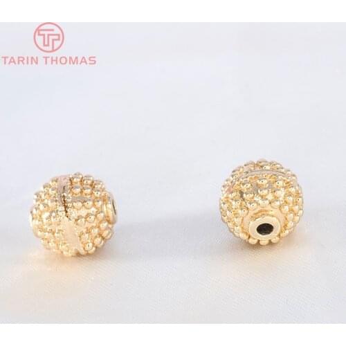 6PCS 10MM 24K Champagne Gold Color Brass Round Bracelets Spacer Beads High Quality Diy Jewelry Findings Accessories