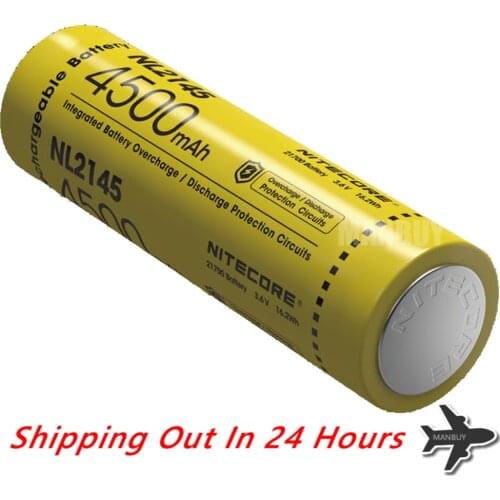 Original NITECORE 21700 4500mAh 3.6V 5A 16.2Wh Protected Li-ion Button Top Rechargeable Battery NL2145 1PC Free Shipping