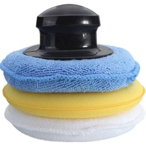 3+1 High-Density Polishing Waxing Sponge Set Microfiber Anti-Scratch Car Care Cleaning Polishing Sponge With Handle Waxing Pad