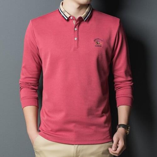 JNITTDON 2021 Spring and Summer New Embroidered Polo Shirt Mens Long Sleeve 8982