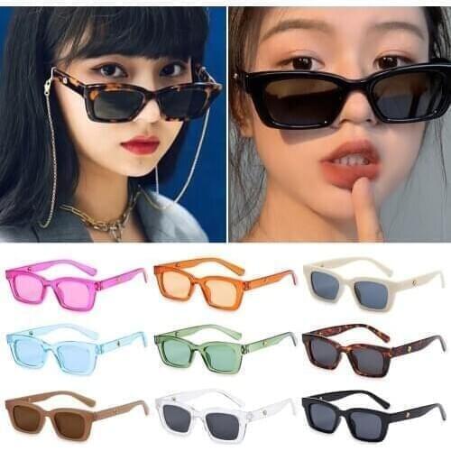 New UV400 Protection Eyeglasses Rectangle Sunglasses for Women Retro Driving Glasses Vintage Fashion Narrow Square Frame Goggles