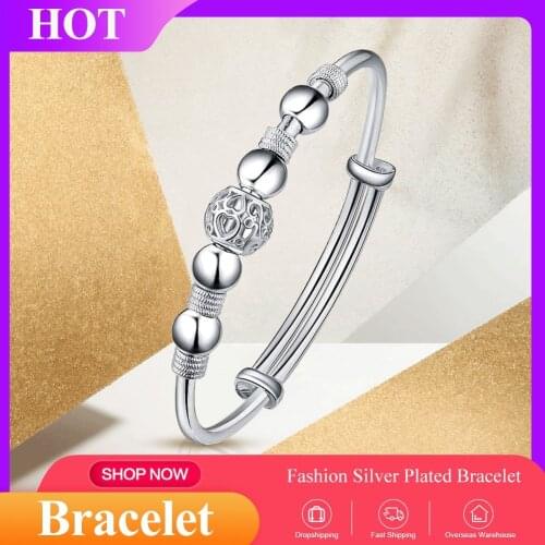 Valentines Day Gift Jewelry Hydrangea Good Luck Beads Silver-Plated Bracelet Hydrangea Good Luck Bead Bracelet For Lady Fashion