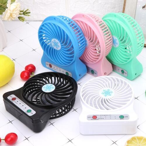 Portable Outdoor LED Light Fan Air Cooler Mini Desk USB Fan With 18650 Battery 4XFB