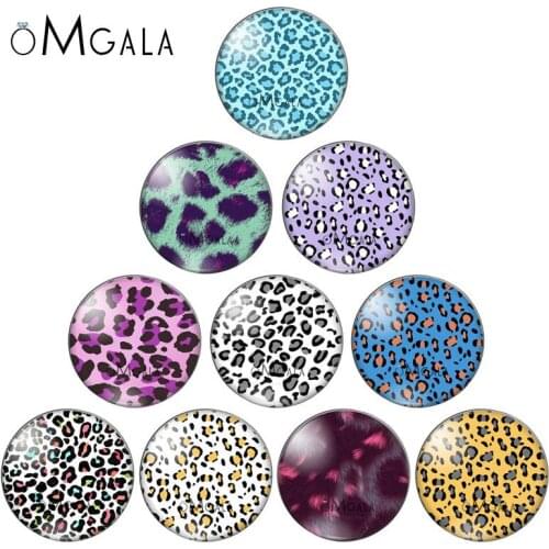 Various Colors Leopard Paintings 10pcs 12mm/14/16/18mm/20mm/25mm Round photo glass cabochon demo flat back Making findings