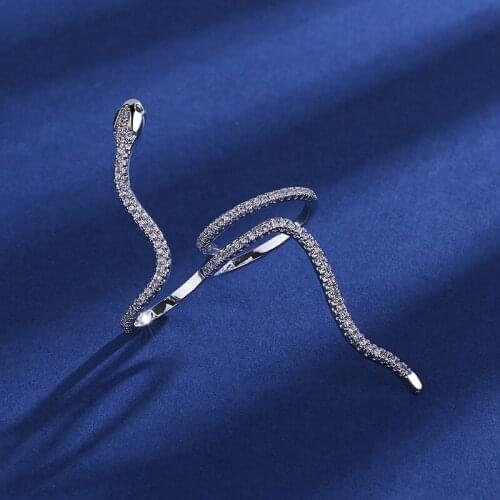 YaYI Jewelry Top Quality Princess Cut AAA+ White Cubic Zirconia Snake Silver Color Engagement Party Adjustable Rings Gifts