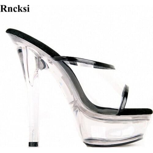 Rncksi Fashion New Bride Wedding Shoes Clear Platform Slippers 15 High-Heeled Women Shoes 6 Inch Party Sexy Stripper Shoes