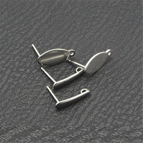 SEA MEW 100 PCS 3*15mm 7*15mm Fashion Metal Stainless Steel Stud Earrings Setting For Women Jewelry Making