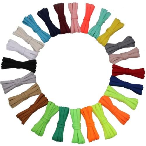 Weiou Laces New Fashion Shoelaces 7MM Flat Colorful Solid Polyester Shoe Laces Non Fading All-Match Unisex Sneaker Bootlaces