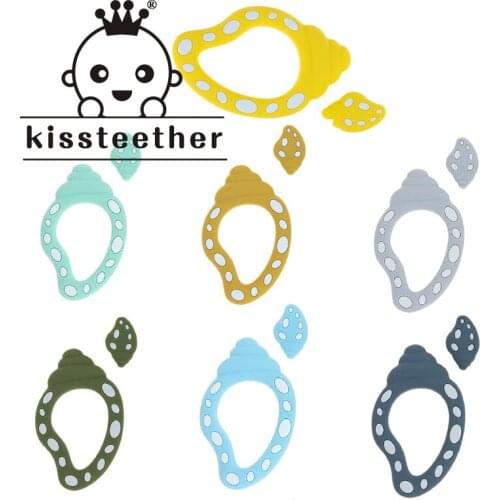 Kissteether Silicone Conch Shape Animal Teether Infant Teething Pearl Bead For DIY Nursing Necklace Pendant Accessories Toy